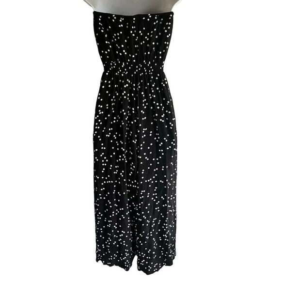 Silence + Noise black and white polka dot strapless capri romper jumpsuit Small - Picture 2 of 9
